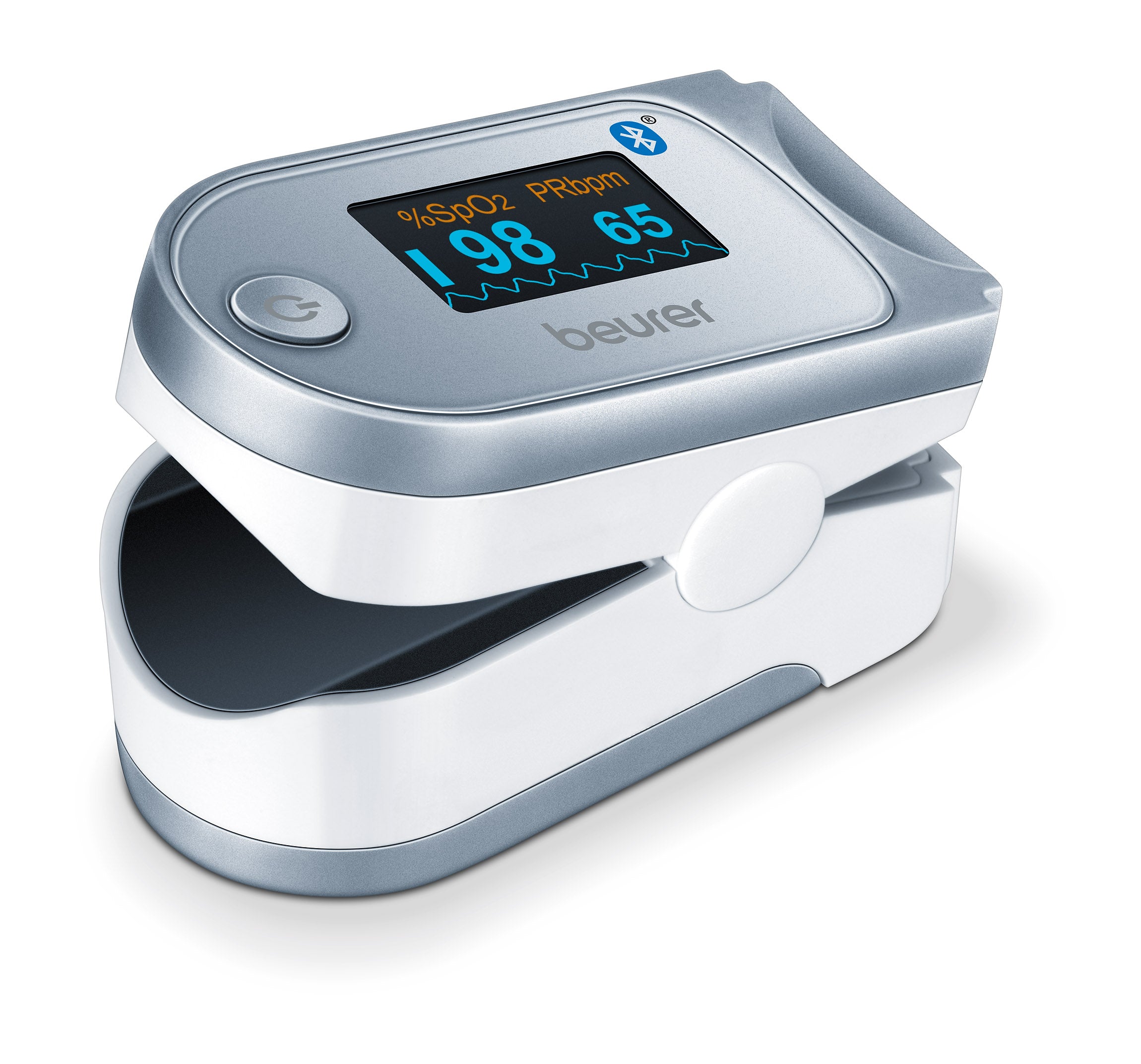 Beurer Bluetooth Digital Fingertip Pulse Oximeter, Blood Oxygen Saturation & Pulse Rate Monitor with Accessories, PO60