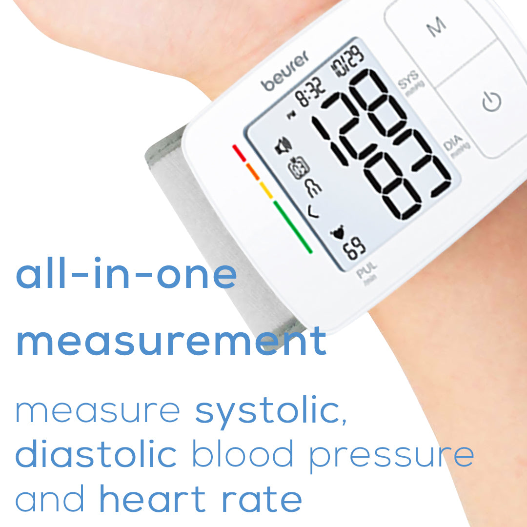 Wrist Blood Pressure Monitor Automatic BP Machine with Large Backlit  Display Heart Rate Monitors 2x99 Readings 5.3-7.7in Adjustable Cuff for  Home