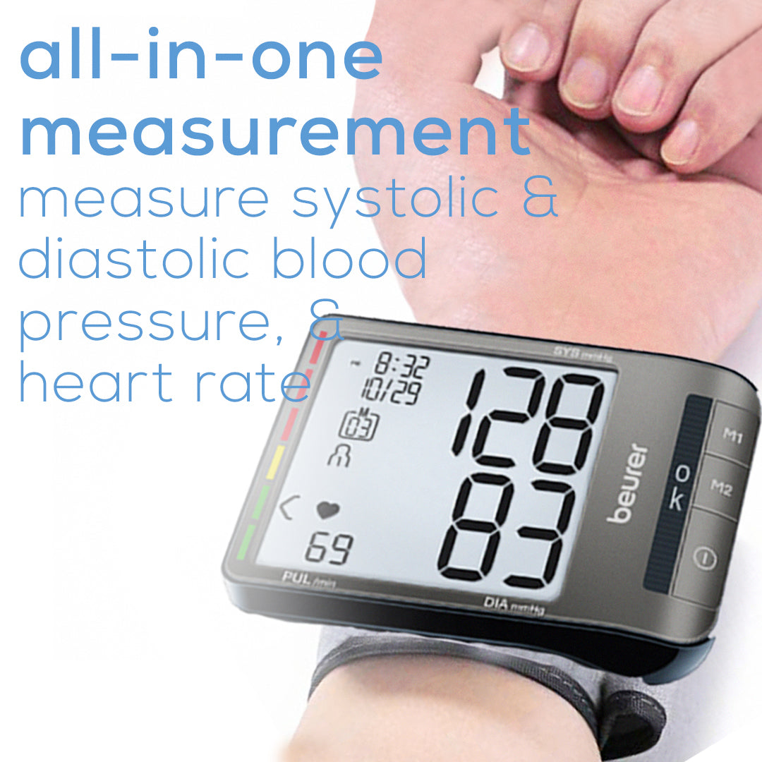 Beurer BC81 Wrist Blood Pressure Monitor – XL Display, Arrhythmia  Detection, 120 Memory Sets – XL Blood Pressure Cuff Wrist for Home Use,  Automatic