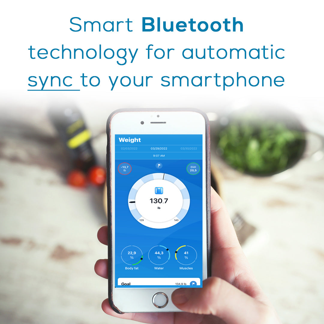 Báscula inteligente Bluetooth. App con análisis corporal